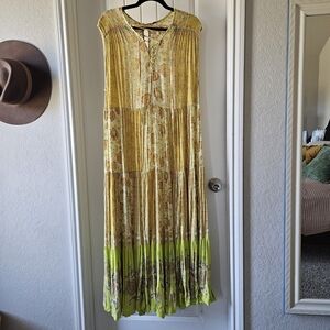 Free People Floral Dress in Yellow and Green